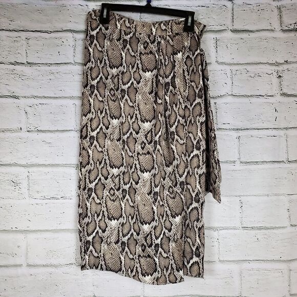 AFRM snakeskin print wrap skirt midi - Picture 1 of 8
